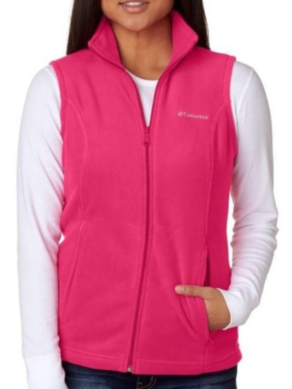 Columbia Hot Pink Fleece Full-Zip Vest
